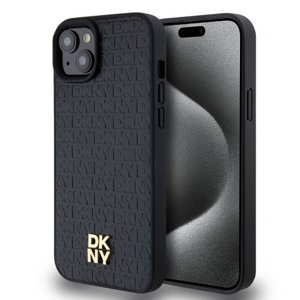 DKNY PU Leather Repeat Pattern Stack Logo Magsafe Zadní Kryt pro iPhone 13 Black