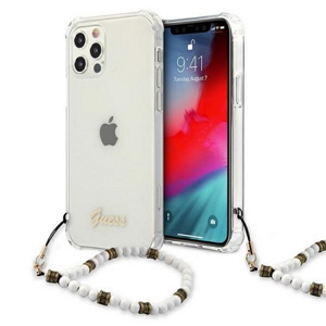 Guess case for iPhone 12 / 12 Pro 6,1" GUHCP12MKPSWH transparent hard case White Pearl