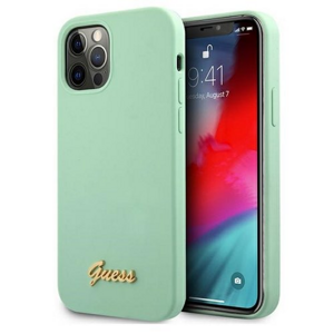 Guess case for iPhone 12 / 12 Pro 6,1" GUHCP12MLSLMGGN green hard case Silicone Metal Logo Scr