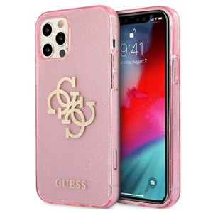 Guess case for iPhone 12 Pro Max 6,7" GUHCP12LPCUGL4GPI pink hard case Glitter 4G Big Logo