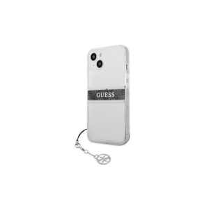 Guess case for iPhone 13 Mini 5,4'' GUHCP13SKB4GGR transparent hard case 4G Grey Strap Charm