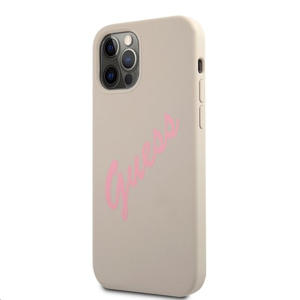 
                GUHCP12LLSVSGP Guess Silicone Vintage Pink Script Zadní Kryt pro iPhone 12 Pro Max 6.7 Grey