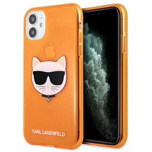 Karl Lagerfeld for iPhone 13 Mini 5,4'' KLHCP13SCHTRO orange hard case Glitter Choupette Fluo