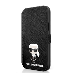 
                KLFLBKP12SIKMSBK Karl Lagerfeld Saffiano Iconic Book Pouzdro pro iPhone 12 mini 5.4 Black