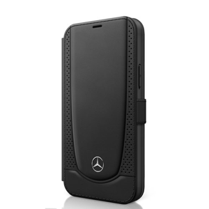 
                MEFLBKP12LARMBK Mercedes Perforated Leather Book Pouzdro pro iPhone 12 Pro Max 6.7 Black